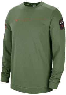 Nike Texas Longhorns Mens Olive Dri-FIT Military Long Sleeve Crew Sweatshirt