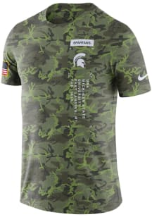 Nike Michigan State Spartans Olive Dri-FIT Military Short Sleeve T Shirt