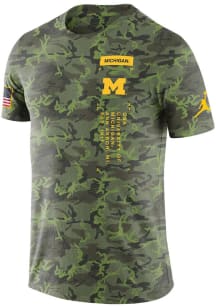 Nike Michigan Wolverines Olive Jordan Dri-FIT Military Short Sleeve T Shirt