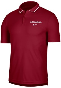 Nike Arkansas Razorbacks Mens Crimson Collegiate DriFIT Short Sleeve Polo