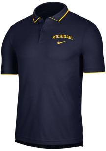 Nike Michigan Wolverines Mens Navy Blue Collegiate DriFIT Short Sleeve Polo