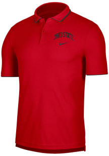 Mens Ohio State Buckeyes Red Nike Collegiate DriFIT Short Sleeve Polo Shirt