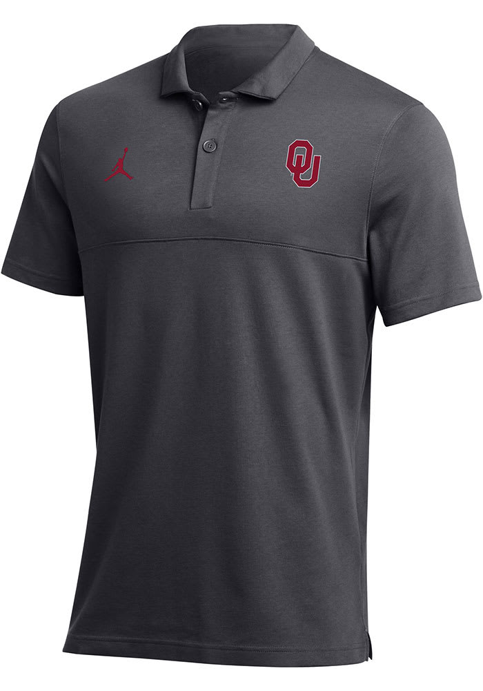 Nike Oklahoma Sooners Mens Grey Jordan DriFIT Short Sleeve Polo