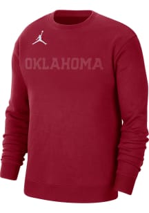Nike Oklahoma Sooners Mens Crimson Jordan Fleece Long Sleeve Crew Sweatshirt