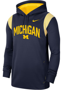 Nike Michigan Wolverines Mens Navy Blue Team Issue Therma Hood