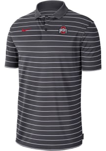 Mens Ohio State Buckeyes Grey Nike Victory Stripe Short Sleeve Polo Shirt