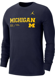 Nike Michigan Wolverines Navy Blue Jordan Practice Long Sleeve T Shirt