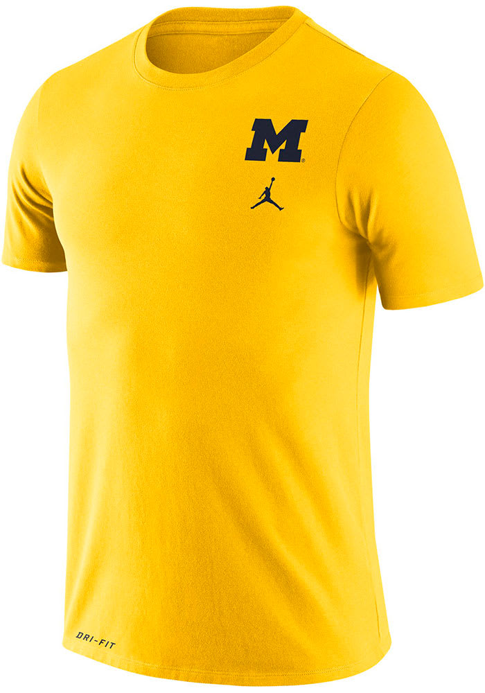 Nike Michigan Wolverines Gold Jordan Practice Short Sleeve T Shirt