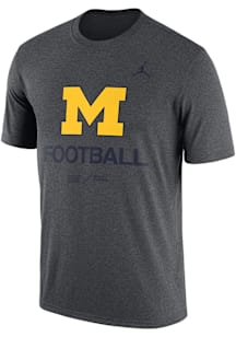 Nike Michigan Wolverines Charcoal Jordan Practice Short Sleeve T Shirt