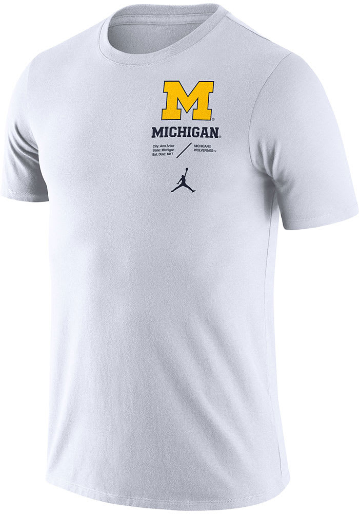 Nike Michigan Wolverines White Jordan Practice Short Sleeve T Shirt