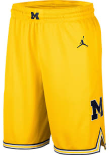 Nike Michigan Wolverines Mens Gold Basketball Replica Shorts