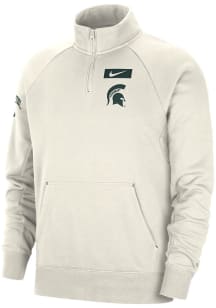 Nike Michigan State Spartans Mens Oatmeal Collegiate Long Sleeve 1/4 Zip Pullover