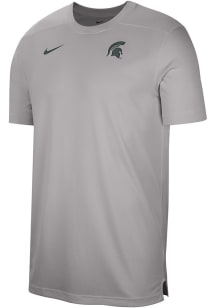 Nike Michigan State Spartans Grey DriFIT UV Coach Short Sleeve T Shirt