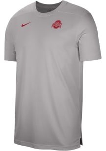 Nike Ohio State Buckeyes Grey DriFIT UV Coach Short Sleeve T Shirt