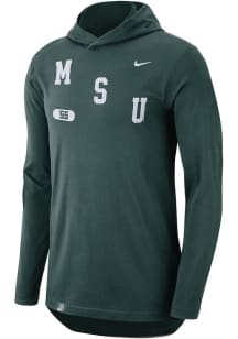 Nike Michigan State Spartans Mens Green Campus DriFIT Tee Long Sleeve Hoodie