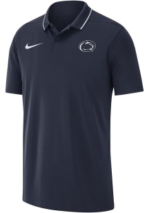 Mens Penn State Nittany Lions Navy Blue Nike DriFIT Coach Short Sleeve Polo Shirt