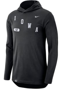 Nike Iowa Hawkeyes Mens Black Campus DriFIT Tee Long Sleeve Hoodie