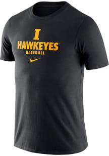 Iowa Hawkeyes Black Nike DriFIT Baseball Plate Short Sleeve T Shirt