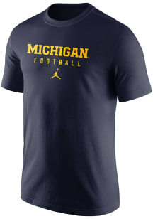 Nike Michigan Wolverines Navy Blue Football Team Issue Short Sleeve T Shirt