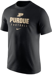 Purdue Boilermakers Black Nike Football Team Issue Short Sleeve T Shirt