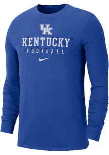 Nike Kentucky Wildcats Blue Football Team Issue Long Sleeve T Shirt