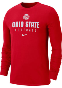 Mens Ohio State Buckeyes Red Nike Football Team Issue Tee