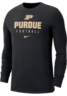 Nike Purdue Boilermakers Black Football Team Issue Long Sleeve T Shirt