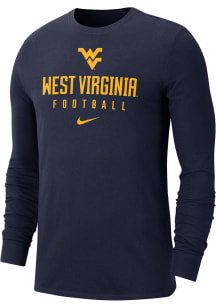 Nike West Virginia Mountaineers Navy Blue Football Team Issue Long Sleeve T Shirt