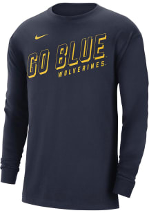 Nike Michigan Wolverines Navy Blue Max90 Slogan Long Sleeve T Shirt