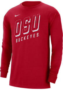 Nike Ohio State Buckeyes Red Max90 Slogan Long Sleeve T Shirt