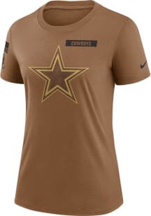 Nike Dallas Cowboys Womens Brown Salute to Service Short Sleeve T-Shirt