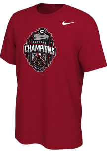 Nike Georgia Bulldogs Red 2022 National Champions Official Logo Short Sleeve T Shirt