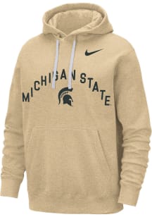 Nike Michigan State Spartans Mens Oatmeal Club Fleece Bball Long Sleeve Hoodie