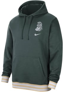 Nike Michigan State Spartans Mens Green Retro Fleece Long Sleeve Hoodie
