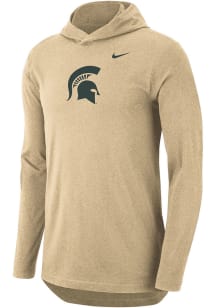 Nike Michigan State Spartans Mens Oatmeal Dri Fit TEE Long Sleeve Hoodie