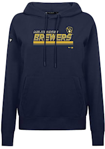 Levelwear Milwaukee Brewers Womens Navy Blue Adorn Breaker Hooded Sweatshirt