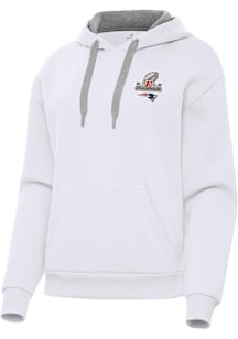 Antigua New England Patriots Womens White 2025 AFC Champions Victory Hooded Sweatshirt