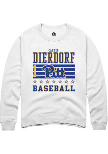 Carter Dierdorf Rally Mens White Pitt Panthers NIL Striped Player Crew