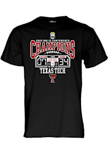 Blue 84 Texas Tech Red Raiders Black 2025 Big 12 Champions Score Short Sleeve T Shirt
