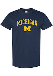 Michigan Wolverines Navy Blue Arch Logo Short Sleeve T Shirt