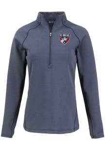 Cutter and Buck FC Dallas Womens Navy Blue Pehastin Qtr Zip