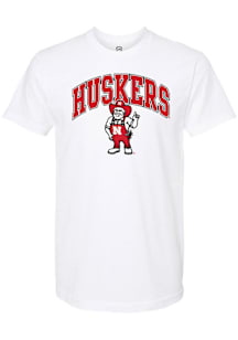 Summit Sportswear Nebraska Cornhuskers White Arch Mascot Short Sleeve T Shirt