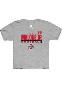 Tywone Malone jr Youth Grey Ohio State Buckeyes NIL Stacked Box Short Sleeve Player T-Shirt