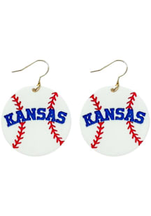 Kansas Jayhawks Acrylic Baseball Dangle Womens Earrings