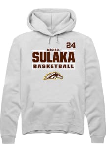 Michael Sulaka Rally Mens White Western Michigan Broncos NIL Stacked Box Player Hood