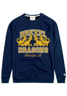 Homefield Drexel Dragons Mens Navy Blue Retro Dragons Long Sleeve Fashion Sweatshirt