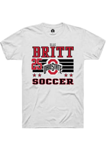 Elle Britt Rally Mens White Ohio State Buckeyes NIL Striped Player T Shirt