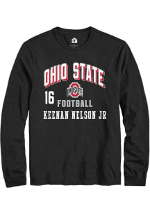 Keenan Nelson Jr Mens Black Ohio State Buckeyes NIL Arch Logo Long Sleeve Player T Shirt