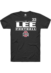 Eli Lee Rally Mens Black Ohio State Buckeyes NIL Stacked Box Player T Shirt