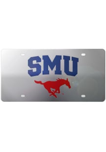 SMU Mustangs Classic Acrylic Team Logo Silver Car Accessory License Plate